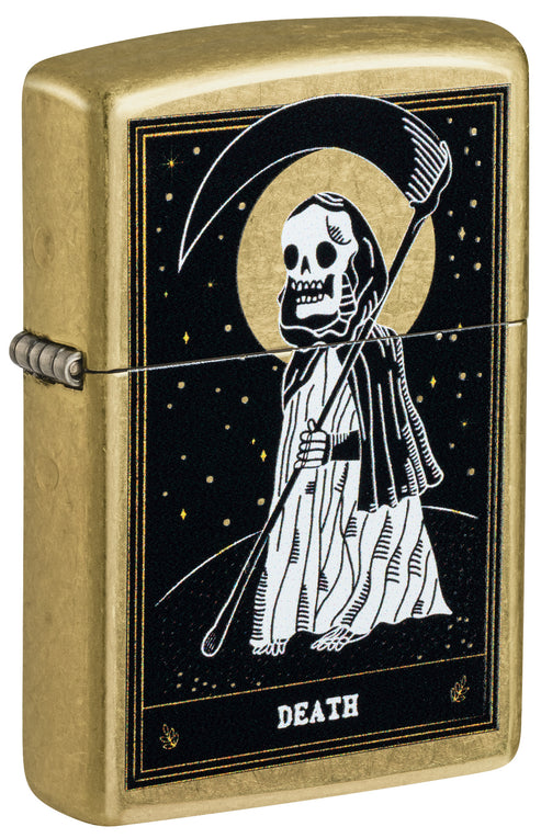 Zippo Death Card Design, Street Brass Finish Lighter #46722
