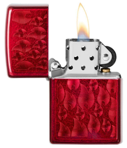 Zippo Iced Zippo Flame Logo, Coated Candy Apple Red, Windproof Lighter #29824