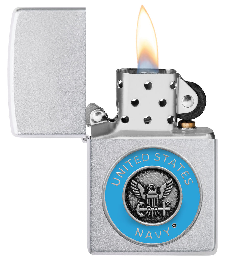 Zippo United States Navy, Satin Chrome Lighter #48975