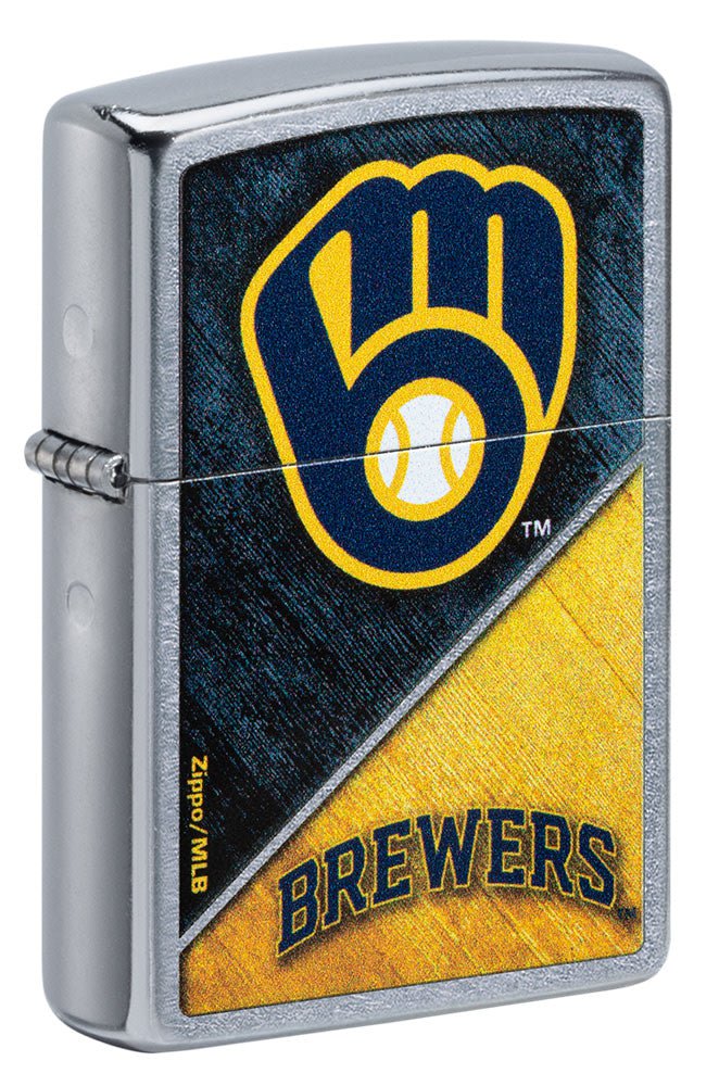 Zippo MLB Milwaukee Brewers Colorblock Design, Street Chrome Lighter #49739