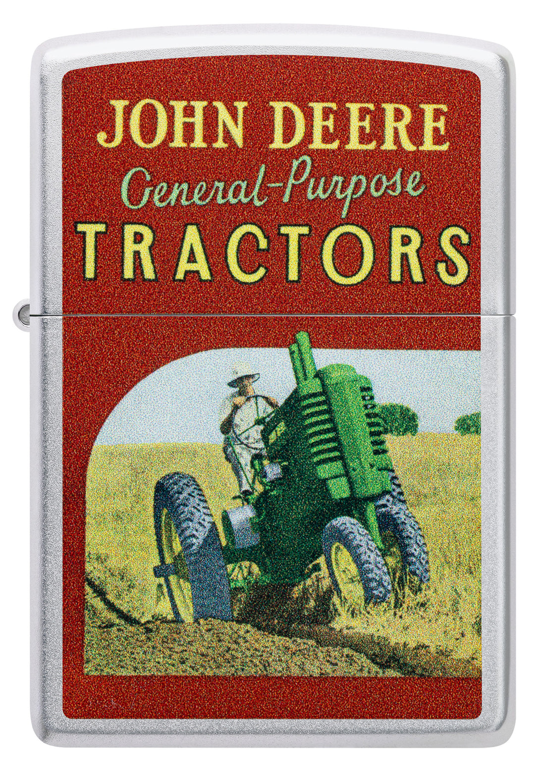Zippo John Deere Vintage Ad Design, Satin Chrome Finish Lighter #46757