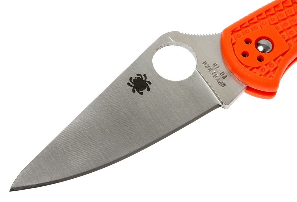 Spyderco Delica Knife, Flat Ground Blade, Orange VG-10 FRN Handle #C11FPOR