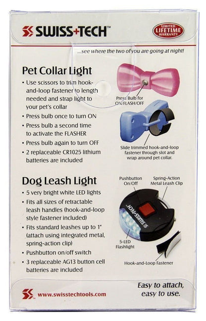 Swiss+Tech Pet Collar & Leash Light Set, Pink #ST13036