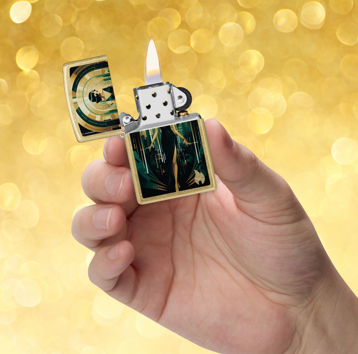 Zippo Art Deco Lady, Street Brass Lighter #47435
