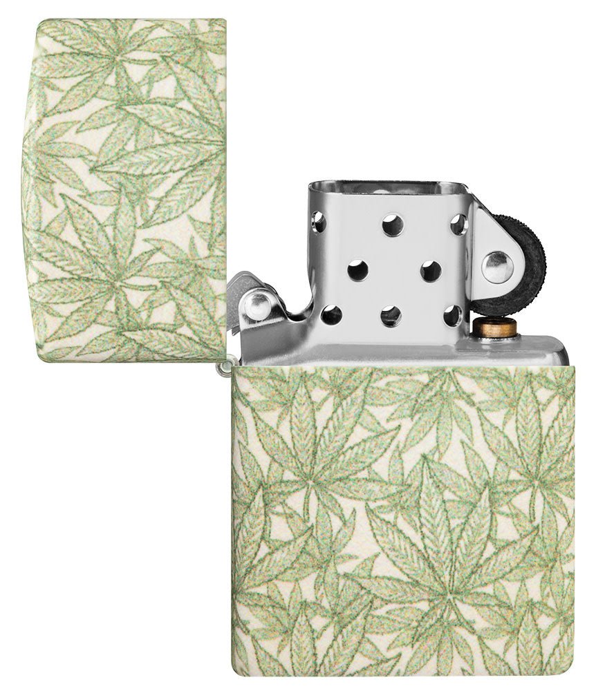 Zippo Cannabis Leaf Design, 540° Matte Finish Windproof Lighter #49804