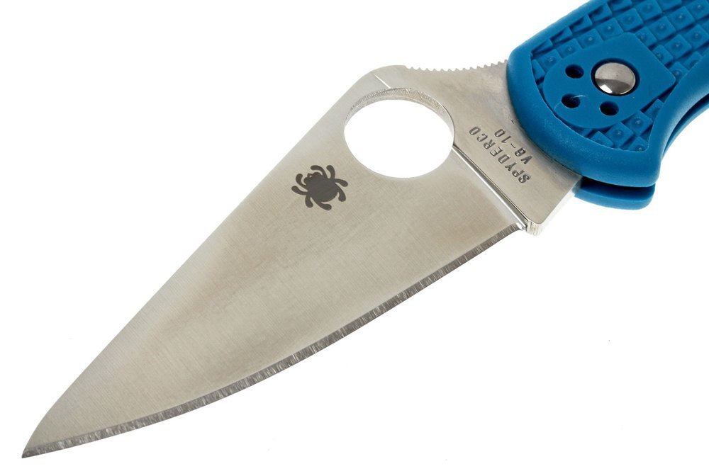 Spyderco Delica Knife, Flat Ground Blade, Blue VG-10 FRN Handle #C11FPBL