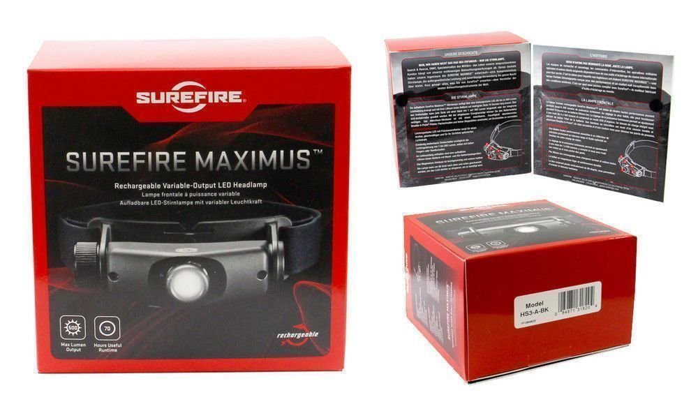 Surefire Headlamp, Maximus, 500 Lumen LED, Rechargeable #HS3-A-BK