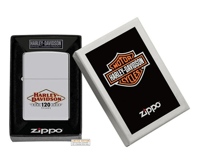 Zippo Harley-Davidson 120 Years Logo, High Polish Chrome Lighter #48696