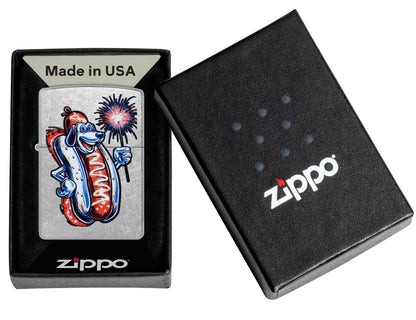 Zippo Firework Hot Dog, Street Chrome Lighter #47275