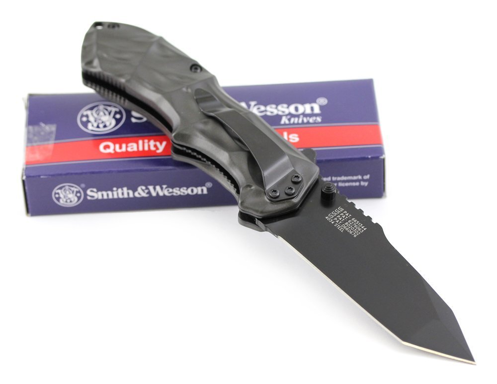 Smith & Wesson Black Ops 3 Knife, Grey Aluminum Handle, 3.4" Blade NEW #SWBLOP3T