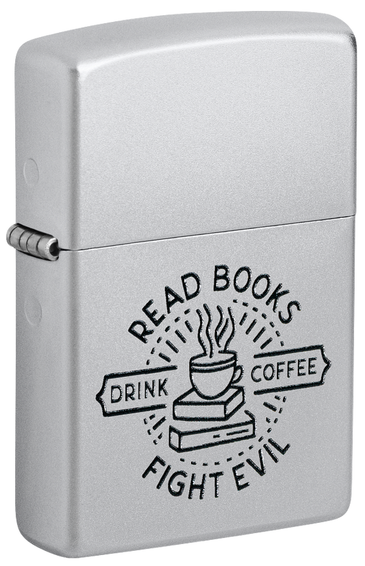 Zippo Read Books Design, Classic Satin Chrome Lighter #47459