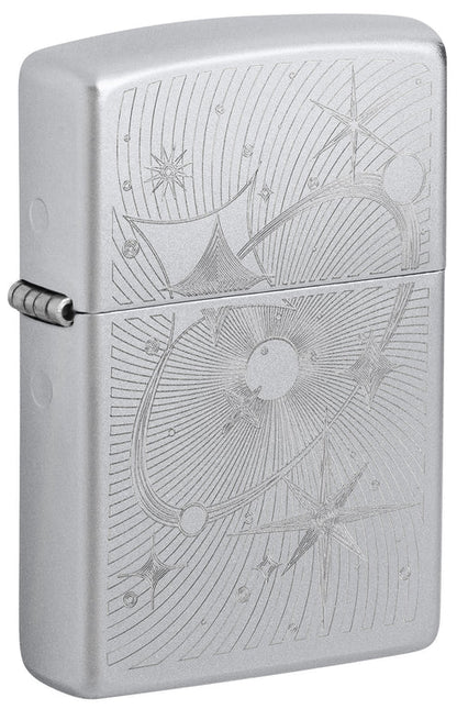 Zippo Atomic Cosmos Design, Satin Chrome Finish Lighter #46724