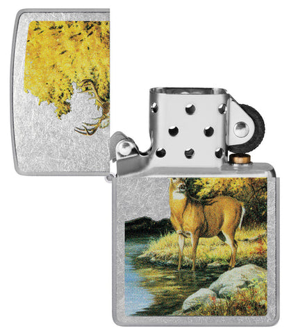 Zippo Linda Picken Majestic Buck Design, Street Chrome Lighter #46165