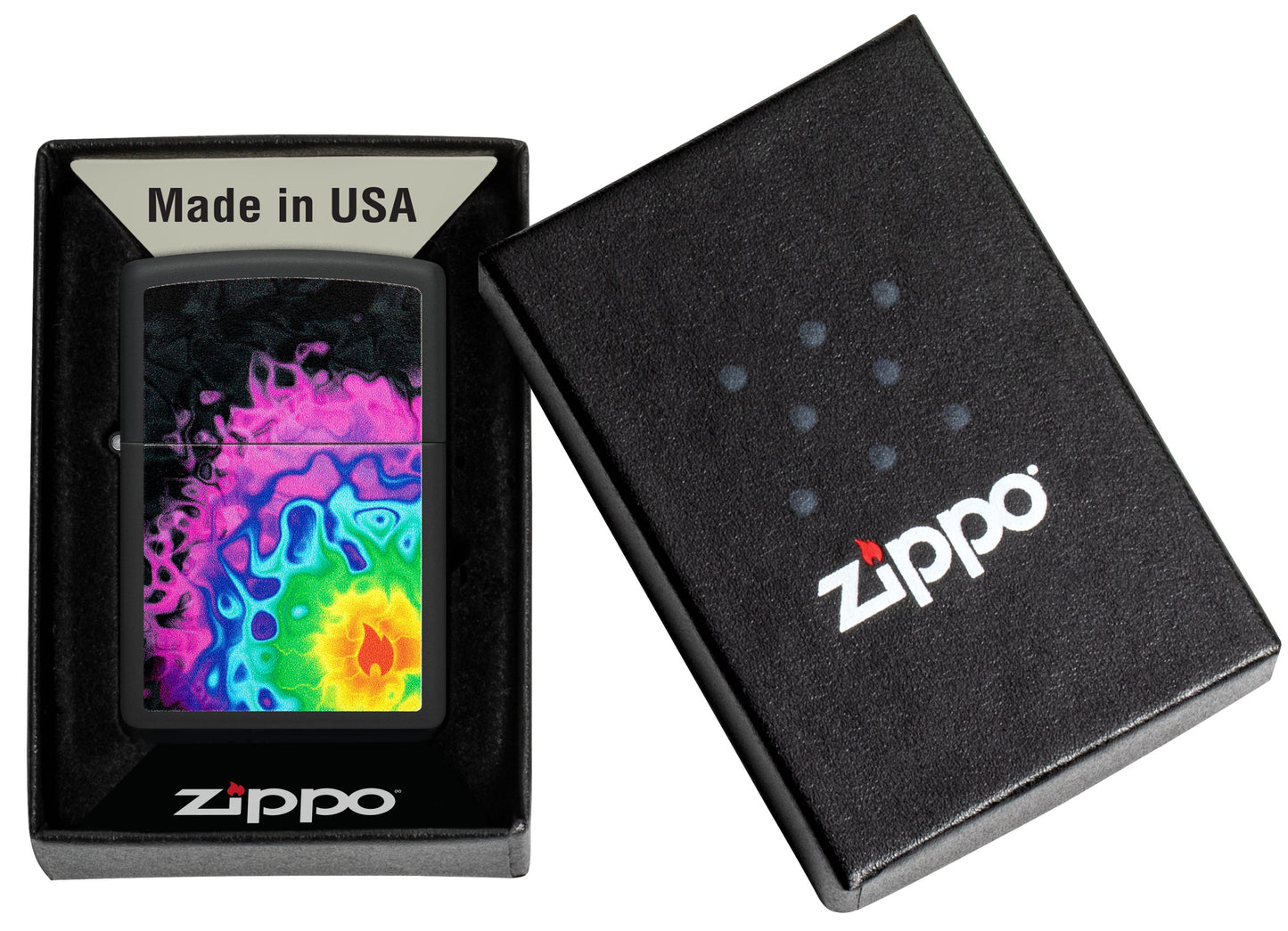 Zippo Flame Logo Design, Black Matte Lighter #48733