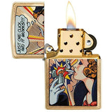 Zippo ,Windy Girl Pop Art Lighter, Diagonal Weave Brass Finish #29675-072110