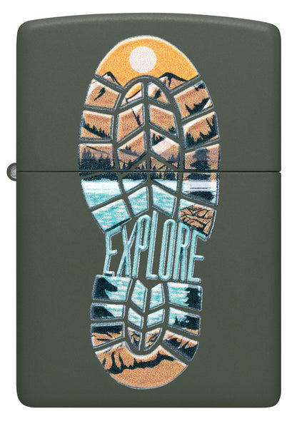 Zippo Explore Boot, Green Matte Lighter #47433