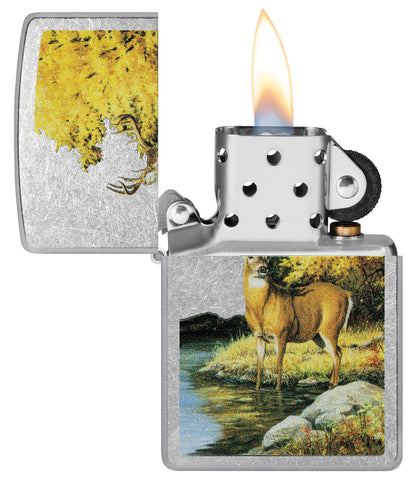 Zippo Linda Picken Majestic Buck Design, Street Chrome Lighter #46165