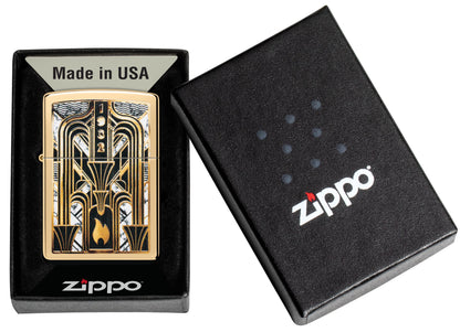 Zippo 1932 Flame Design High Polish Brass Lighter#46585