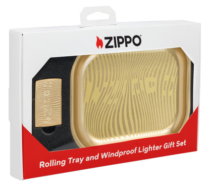 Zippo Rolling Tray and Lighter Gift Set, High Polish Brass #47300