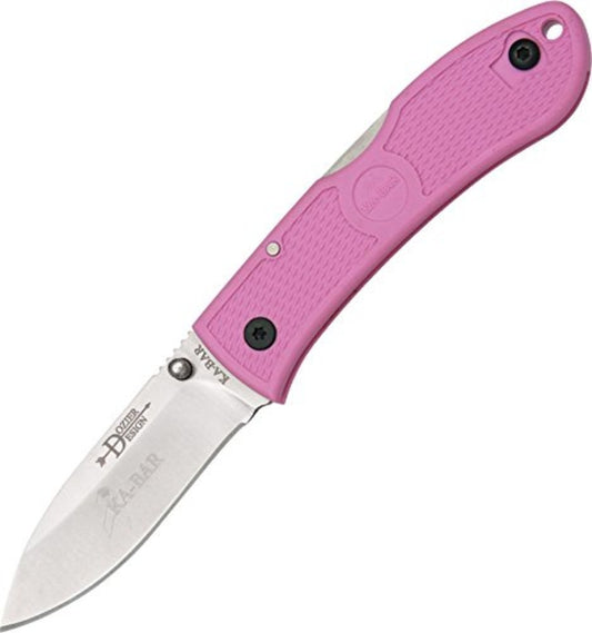 Ka-Bar Dozier Folding Hunter Knife, Thumb Stud, Bright Pink #4062PK