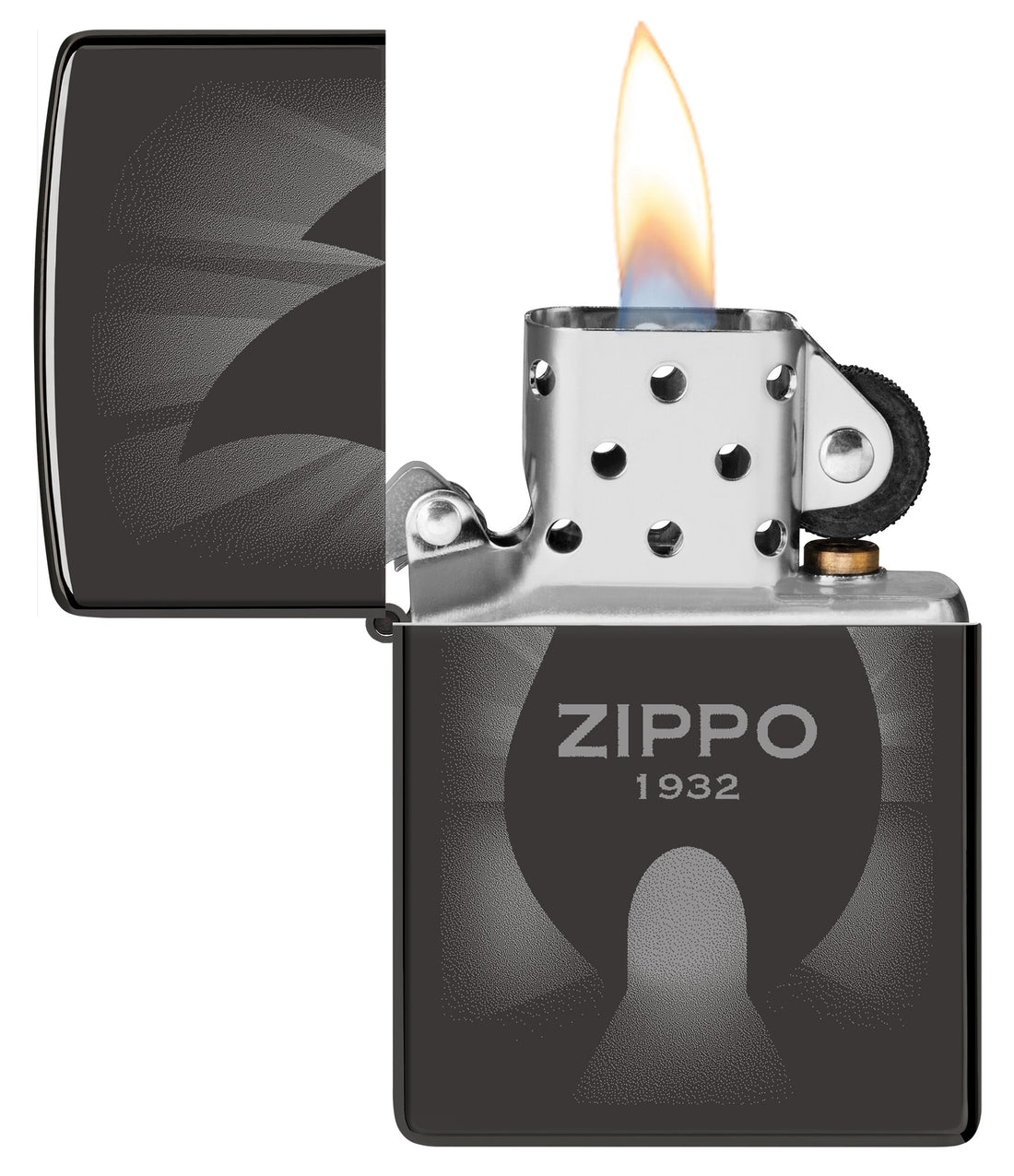 Zippo Radiant Zippo Flame Logo, High Polish Black Lighter #46175