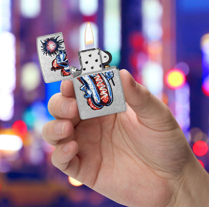 Zippo Firework Hot Dog, Street Chrome Lighter #47275