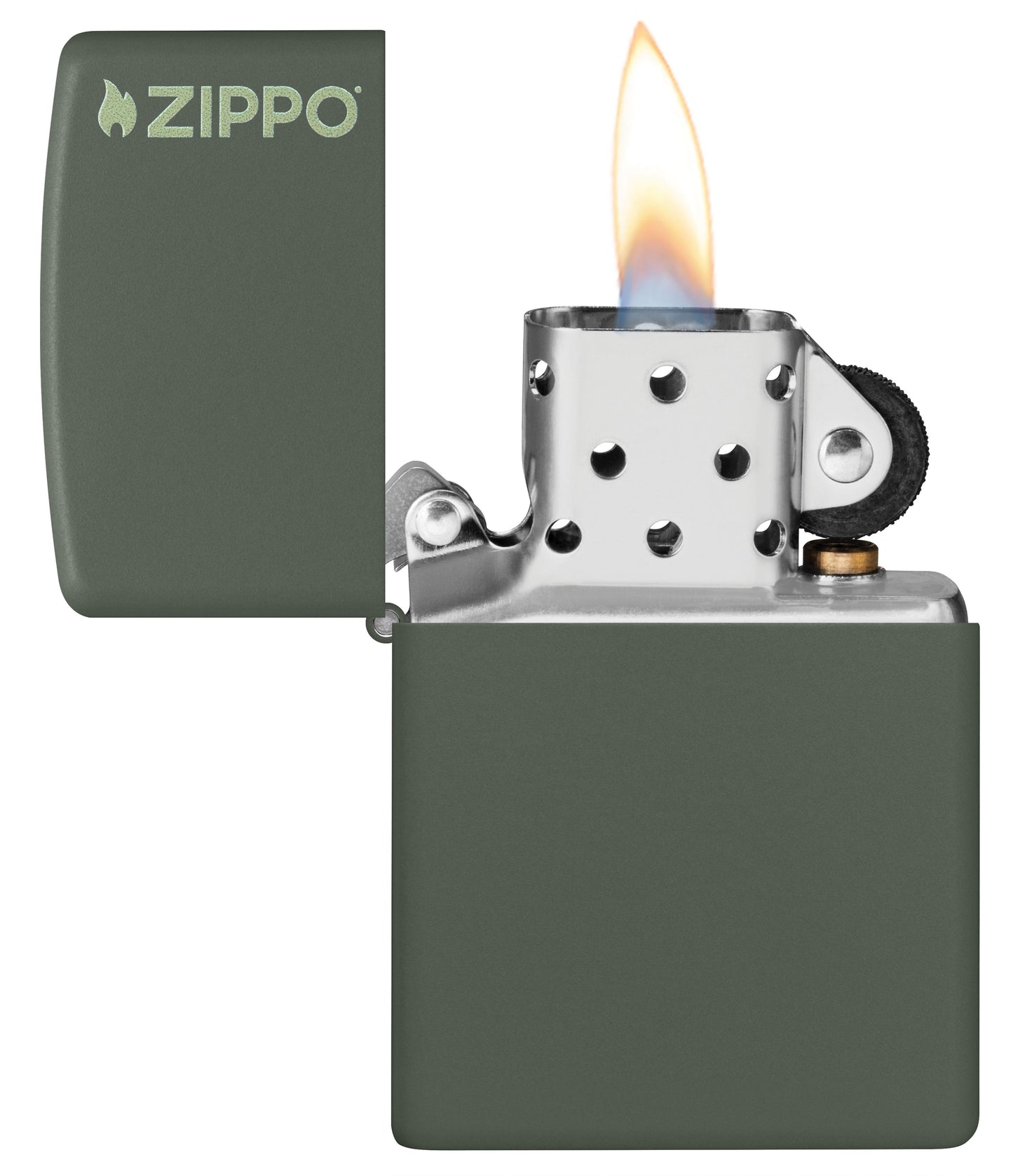 Zippo Green Matte Lighter, w/Logo #221ZL