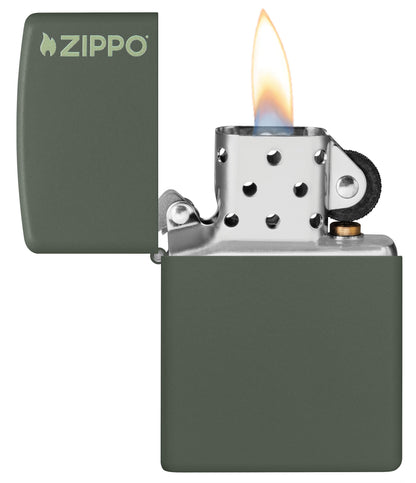 Zippo Green Matte Lighter, w/Logo #221ZL