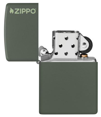 Zippo Green Matte Lighter, w/Logo #221ZL
