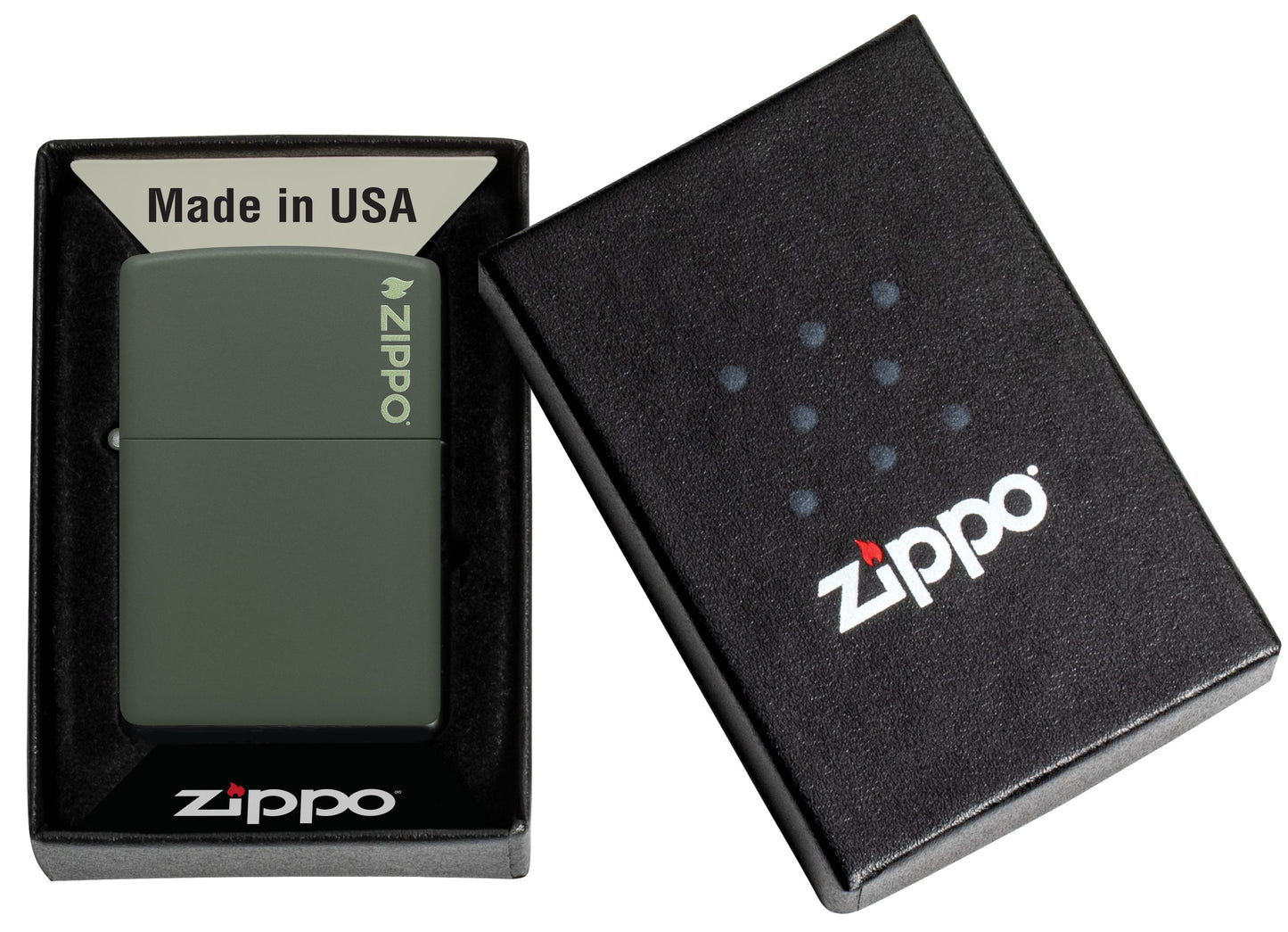 Zippo Green Matte Lighter, w/Logo #221ZL