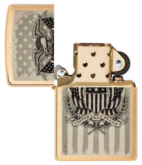 Zippo American Crest United We Stand, Brushed Brass Lighter #46230