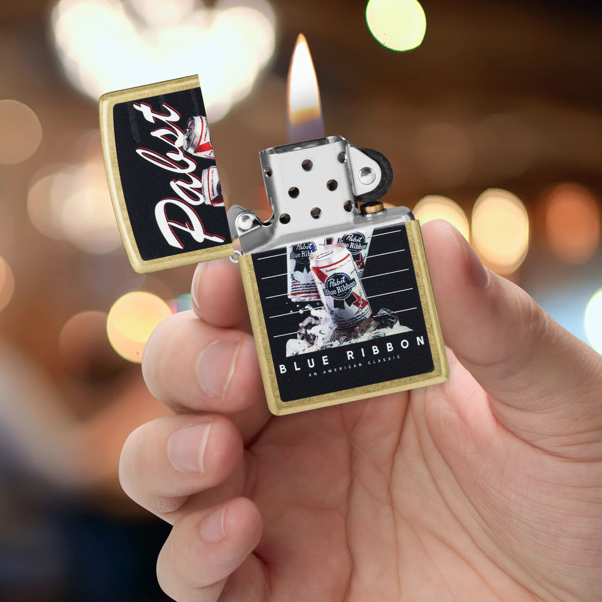 Zippo Pabst Blue Ribbon, Street Brass Lighter #47409