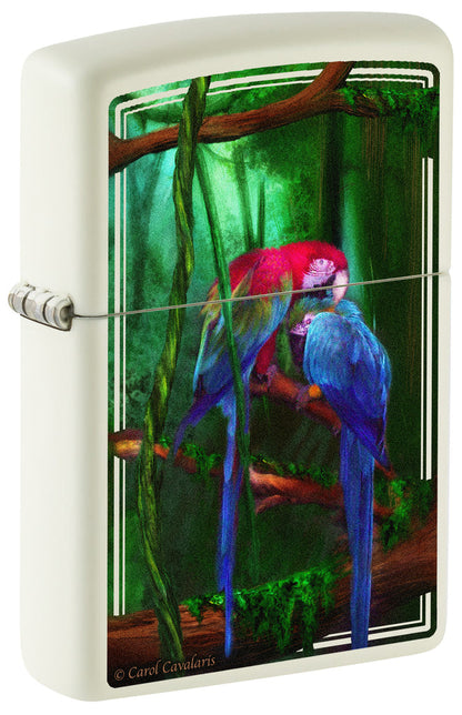 Zippo Carol Cavalaris Parrots Design, Glow-In-The-Dark Lighter #48972