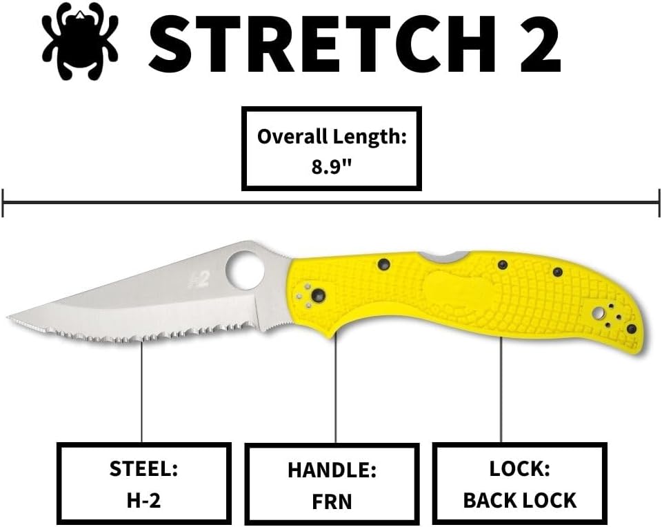 Spyderco Stretch 2 XL Salt Serrated Yellow Folding Knife #C258SYL