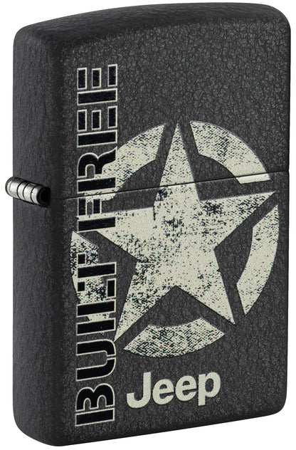 Zippo Jeep Built Free, Black Crackle Lighter #47412