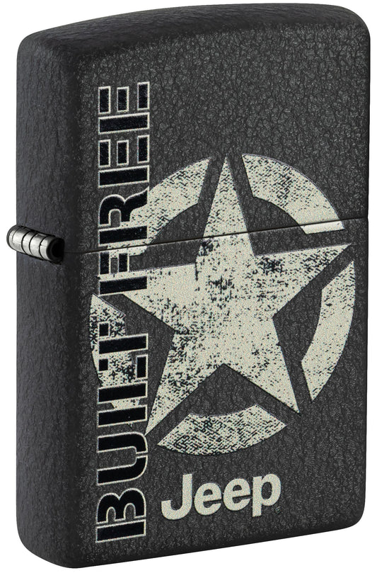Zippo Jeep Built Free, Black Crackle Lighter #47412