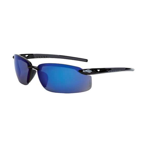 Radians Crossfire Premium Safety Glasses, Blue Mirror Lens, Black Frame #ES52968
