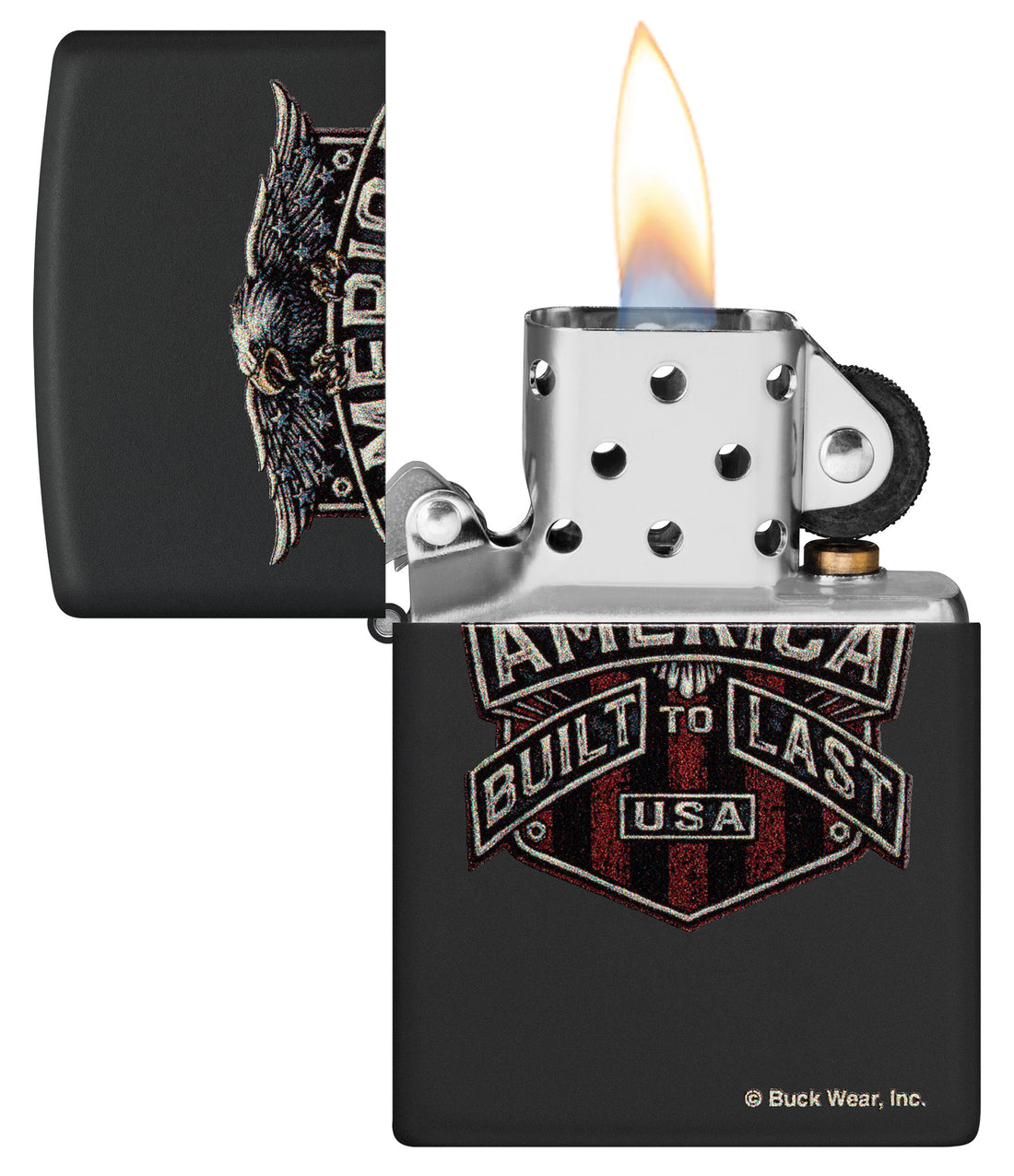 Zippo Buck Wear America Built To Last, Black Matte Lighter #46158