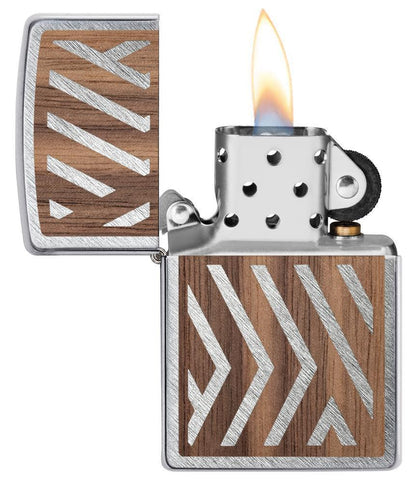 Zippo WOODCHUCK USA Herringbone Sweep, Street Chrome Lighter #29902