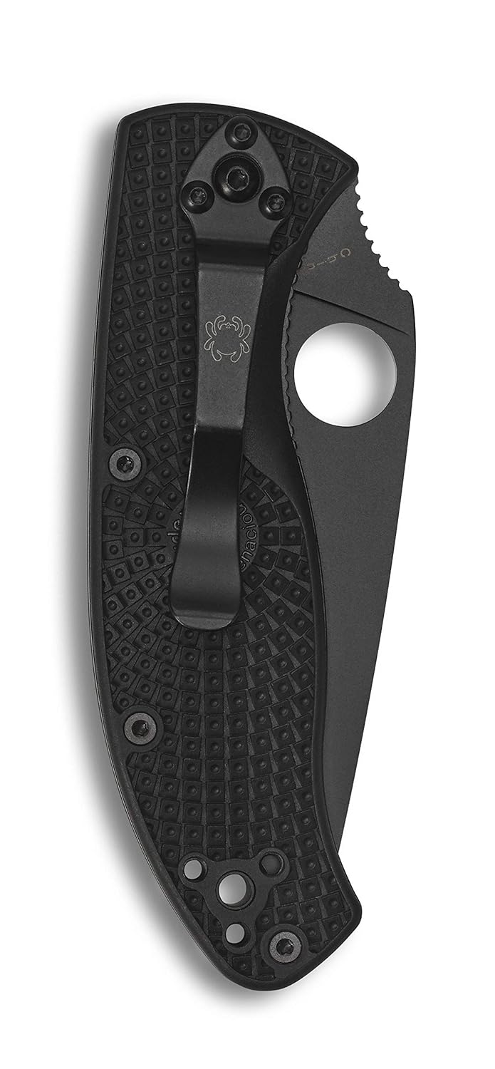 Spyderco Tenacious Lightweight Serrated Black Blade, Folding Knife #C122PSBBK