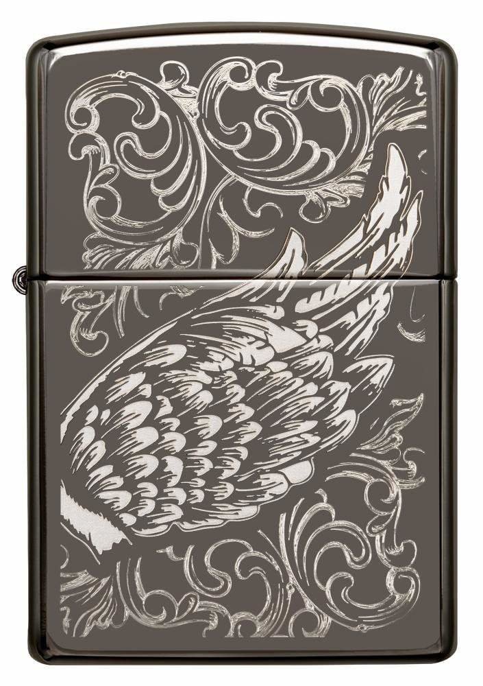 Zippo Flame and Wing Filigree, Laser Engraved Design, Windproof Lighter #29881