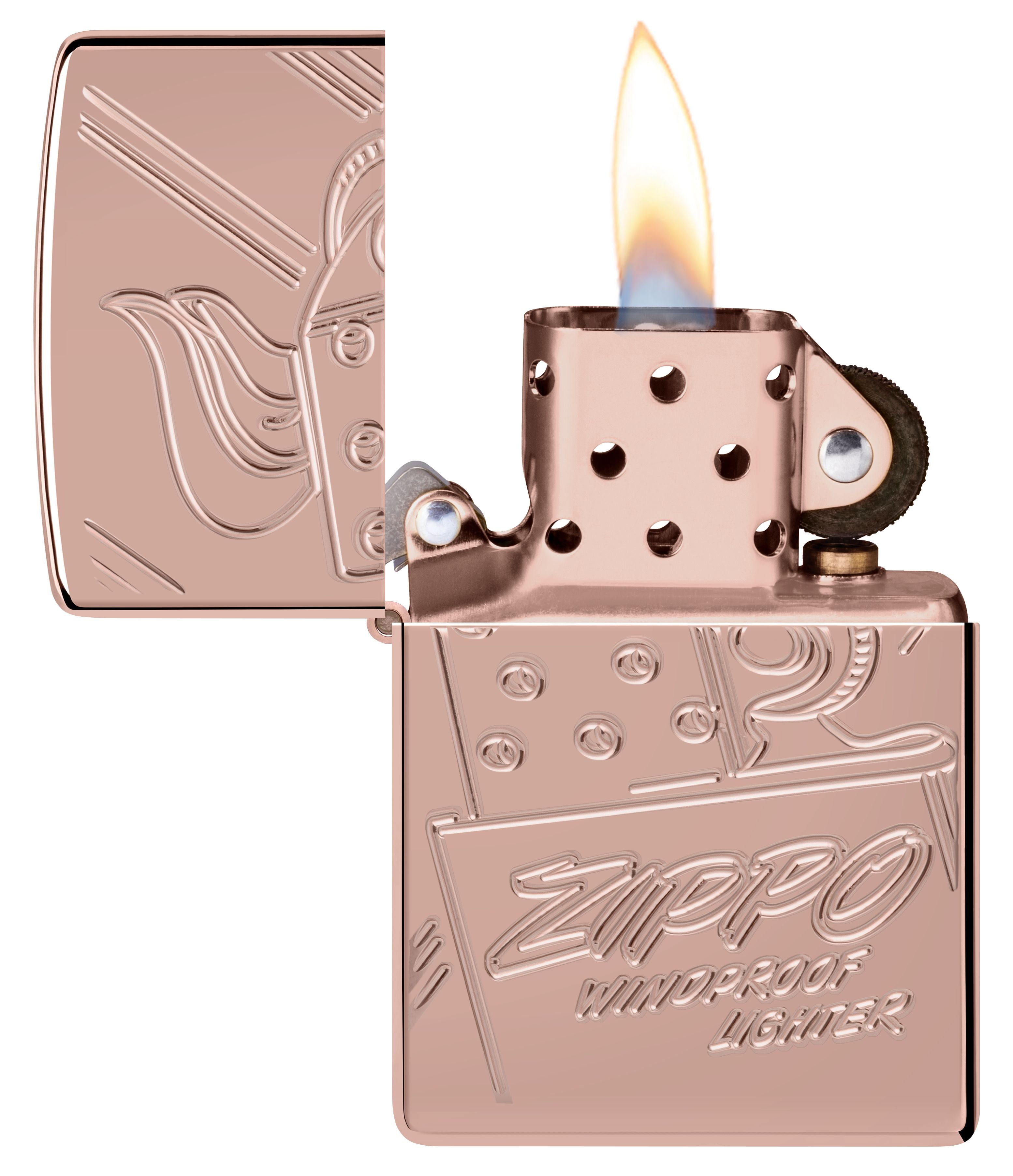 Zippo Script Logo Collectible, High Polish Rose Gold Armor Lighter #48