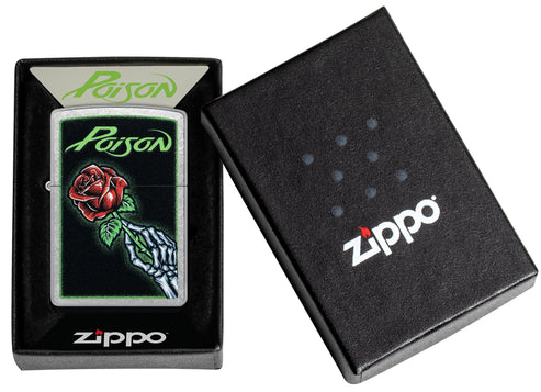 Zippo Poison Vibrant Rose Design, Street Chrome Finish Lighter #46593