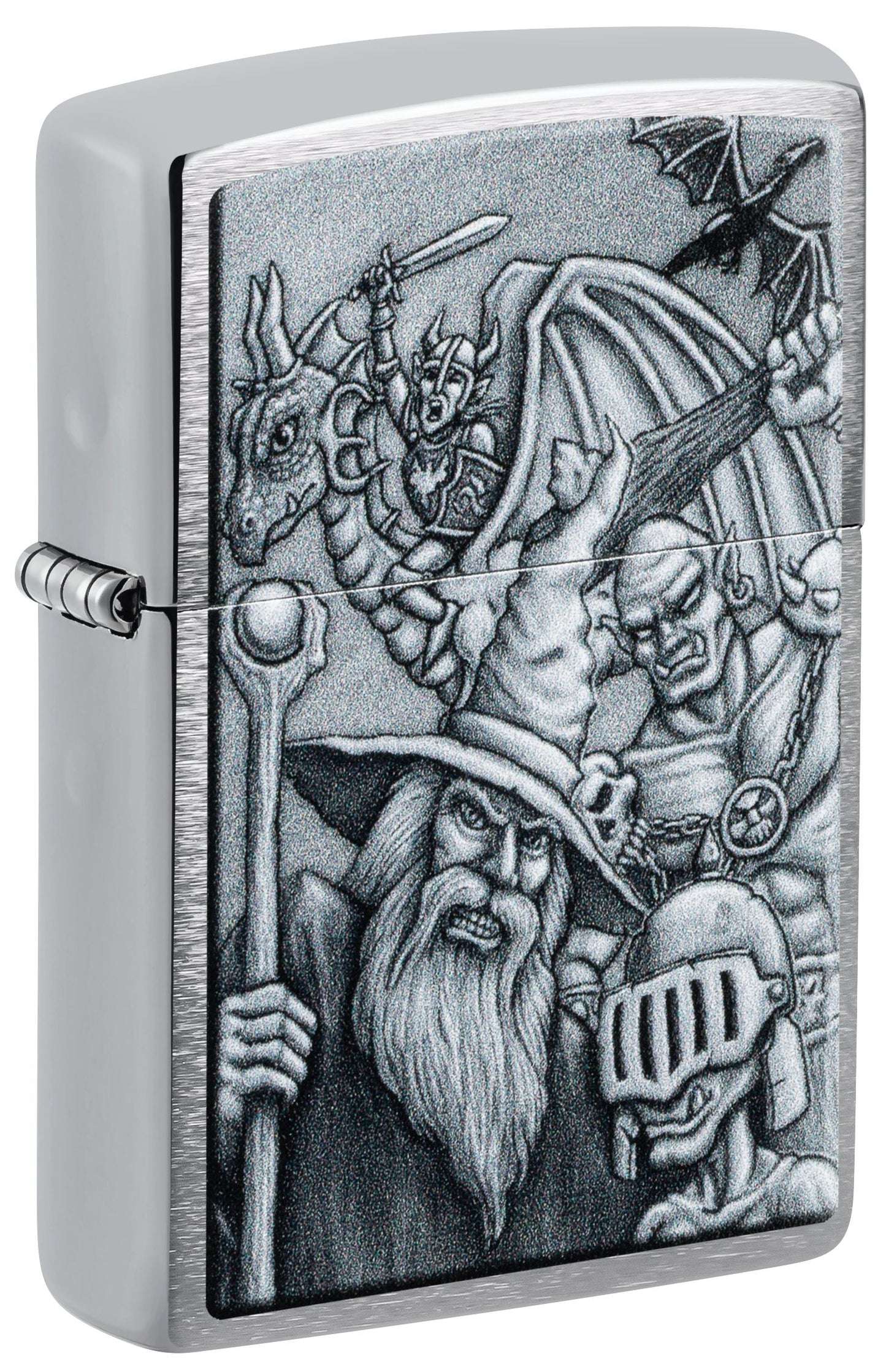 Zippo Mystical Beings Wizard Design, Brushed Chrome Lighter #46579