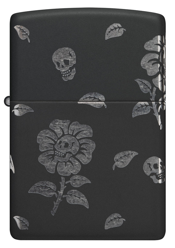 Zippo Flower Skulls 360 Design, Black Matte Lighter #48931