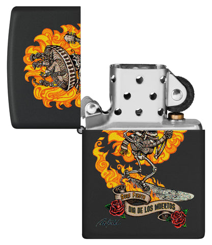 Zippo Rick Rietveld Mariachi Surfing, Black Matte Lighter #48954