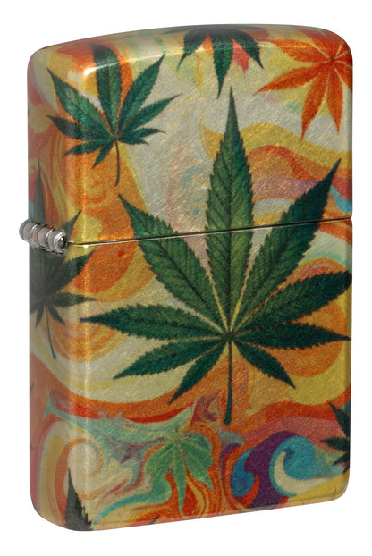 Zippo Cannabis Leaf, 540° Tumbled Chrome Lighter #47270