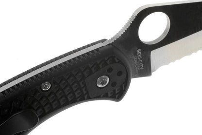 Spyderco Delica 4 Knife, Combo Blade, FRN Handle, Black #C11PSBK