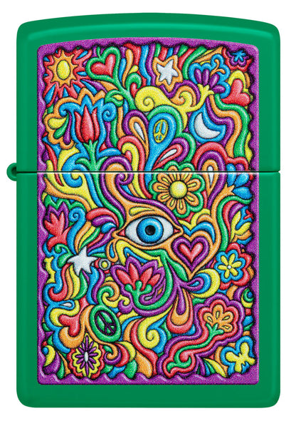 Zippo Trippy Design, Grass Green Matte Lighter #48957