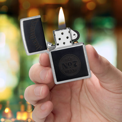 Zippo Jack Daniels Leather Emblem, Street Chrome Lighter #47417